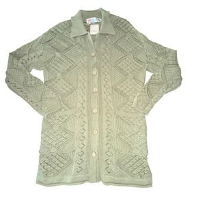 Free People Beach Get Away‎ Fauxchet Cardigan Size XS Sage Green New